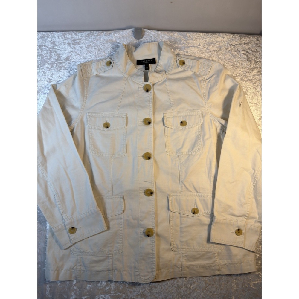 Talbots Women XLP 1XP Plus Petite Utility Jacket Ivory Cotton NWT Safari